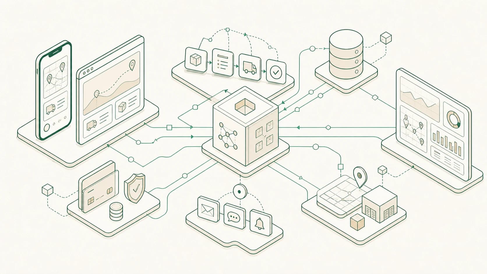 Isometric technical illustration of the Barqlane solution architecture
