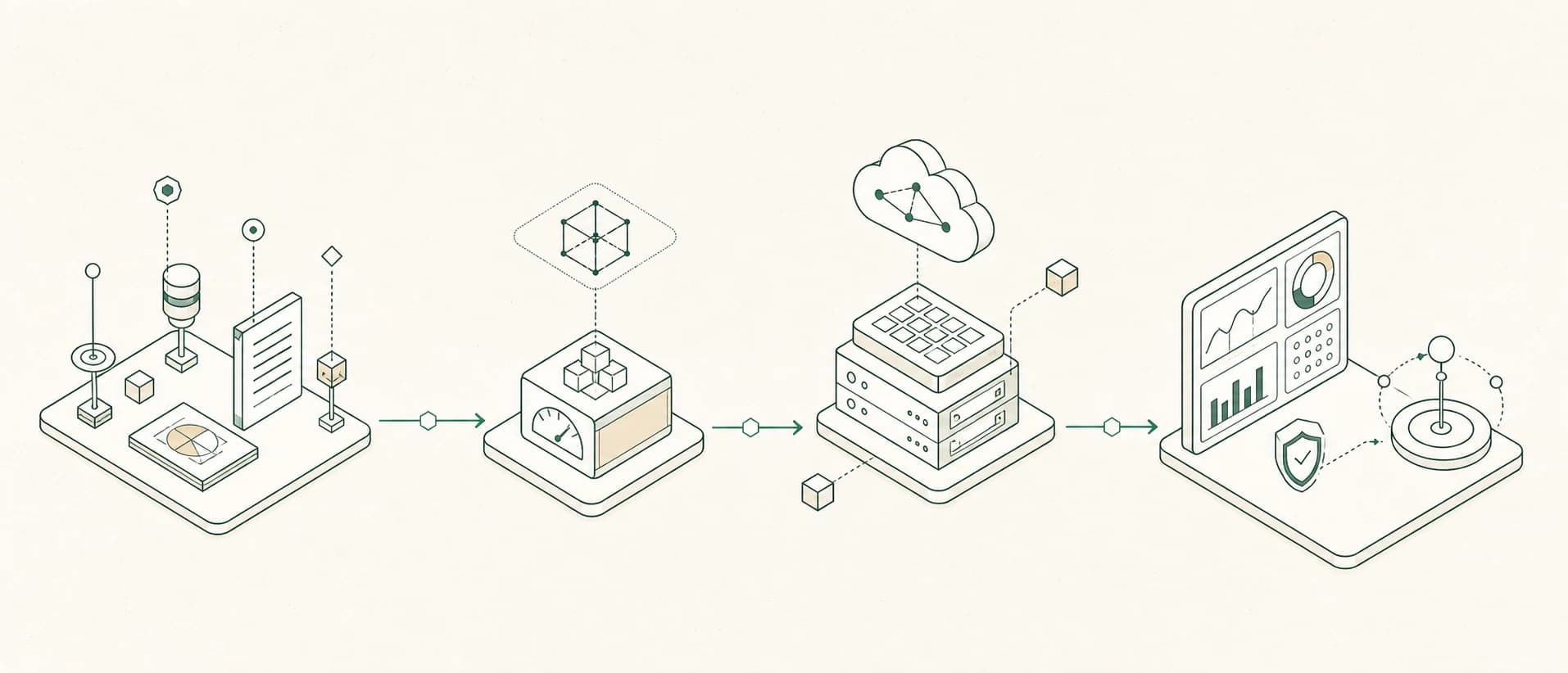 Isometric technical illustration of Basira's delivery process
